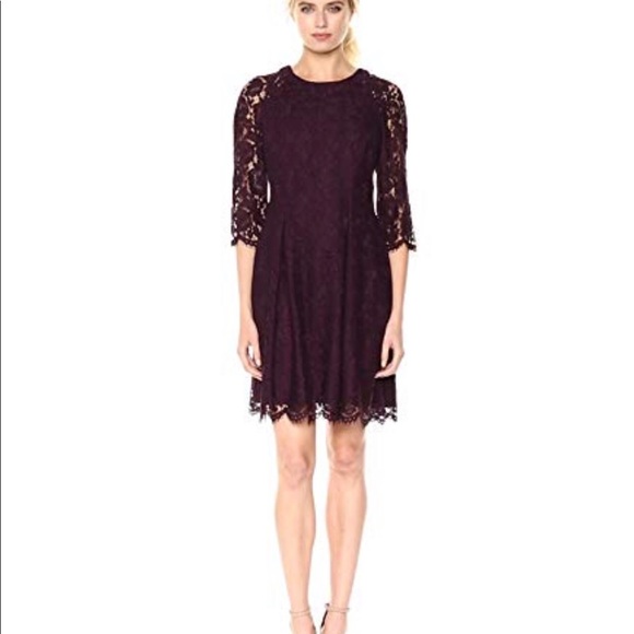 Vince Camuto Dresses & Skirts - Vince Camuto Lace Dark Plum Dress 12
